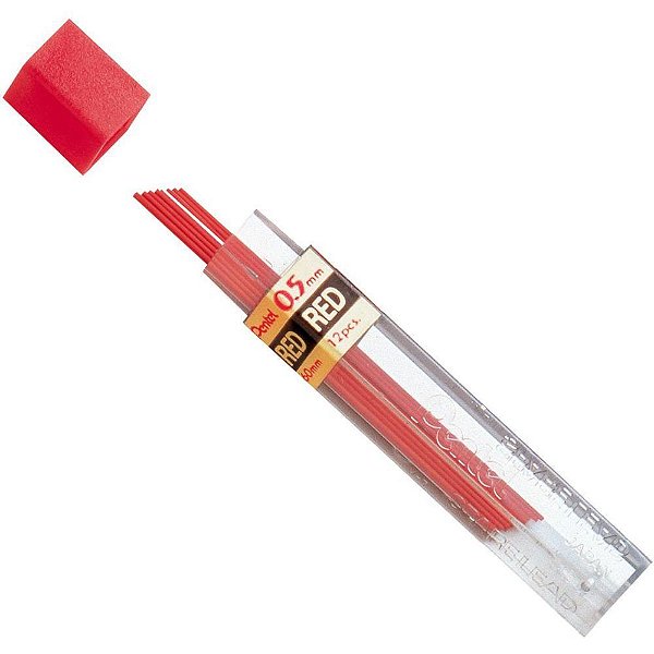 Grafite 0.5MM H HI-POLYMER Vermelho 12 Tubos com 12 Minas