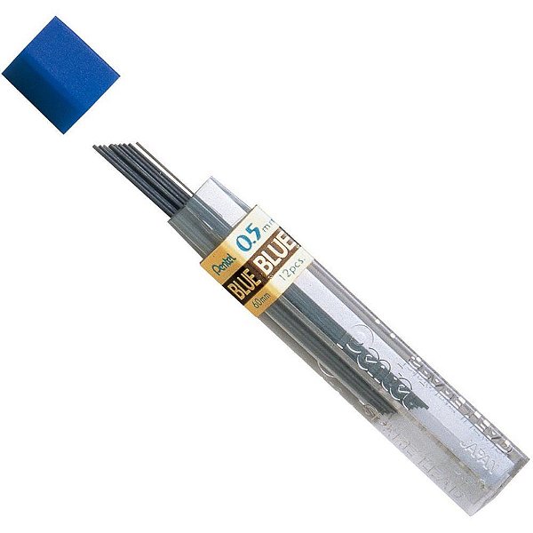 Grafite 0.5MM H HI-POLYMER Azul Pentel - Caixa com 12 Tubos com 12 Minas