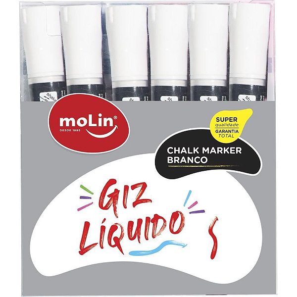 Giz Líquido Branco Molin com 6 Unidades