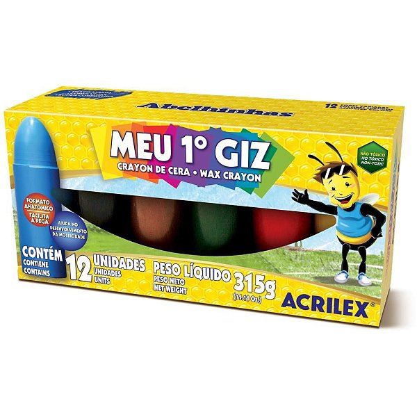 Giz de Cera Gizão Meu 1° GIZ de Cera - 12 Cores - Caixa com 3 Unidades
