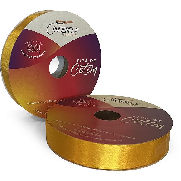 Fita de Cetim 22MM X 50M Amarelo Ouro
