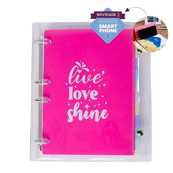 Fichário de PVC Colegial Inspire 10 DIV. Rosa