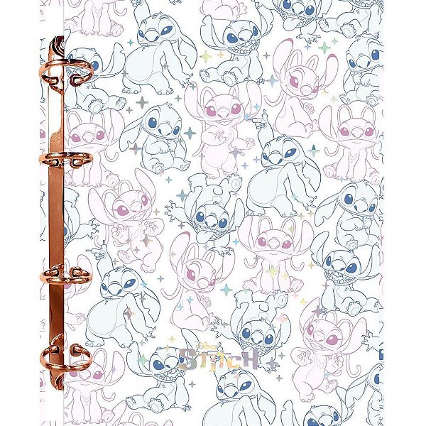 Fichário Cartonado STITCH 120 Folhas sem Lombo – Capa Dura com Divisórias