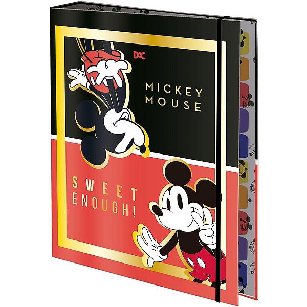 Fichário Cartonado Mickey UNIV.48F.C/ELÁSTICO