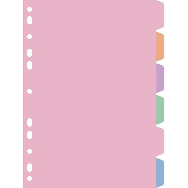 Divisória Fichário Plástica 6 Projeções Sweet Cores Mistas