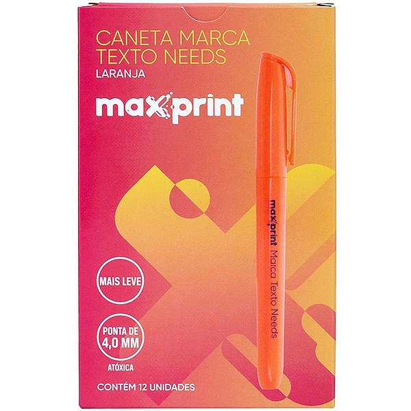 Caneta Marca Texto Needs Laranja - Caixa com 12 Unidades