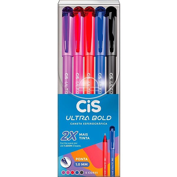 Caneta Esferográfica CIS Ultrabold 1,0MM 5 Cores