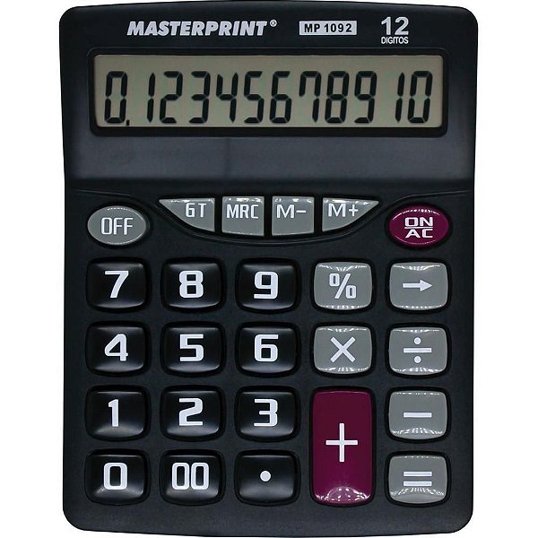 Calculadora de Mesa MP 1092 12 Dígitos Preta a Pilha - Masterprint