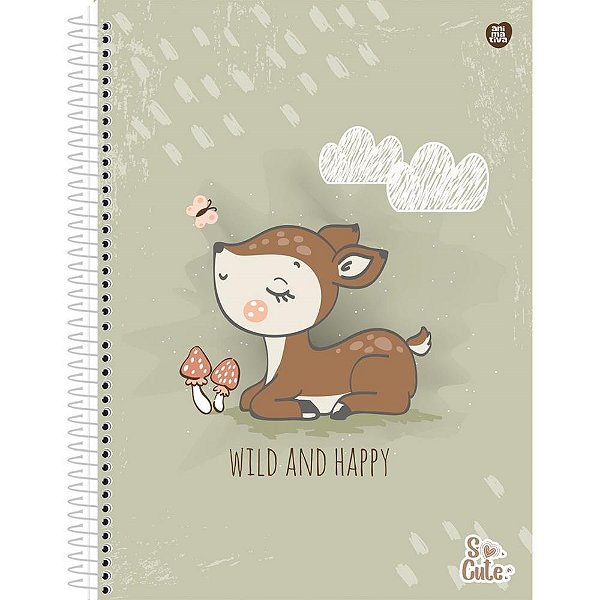 Caderno Espiral 1/4 Capa Dura SO Cute - 80 Folhas - Pacote com 10