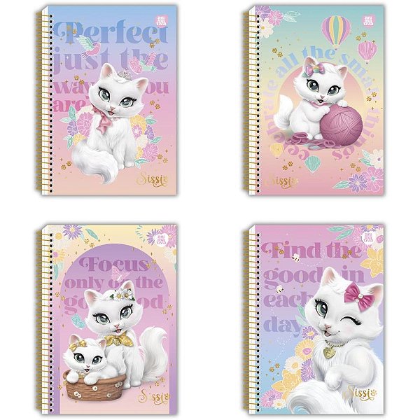 Caderno Espiral 1/4 Capa Dura Sissi 80 Folhas - Pacote com 10 Unidades