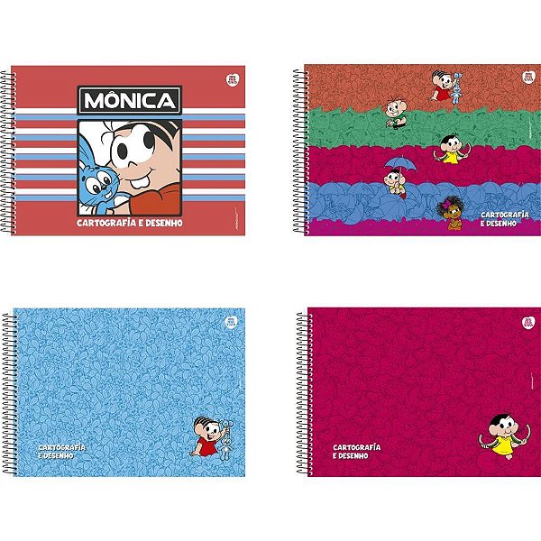 Caderno de Desenho Universitário Capa Dura Turma da Mônica 60 Folhas – Pacote com 5 Unidades