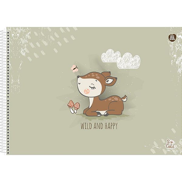 Caderno de Desenho Universitário Capa Dura SO Cute 60 Folhas Pacote com 05