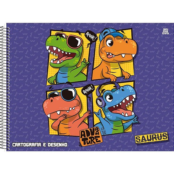 Caderno de Desenho Universitário Capa Dura Saurus 60 Folhas – Pacote com 05 Unidades