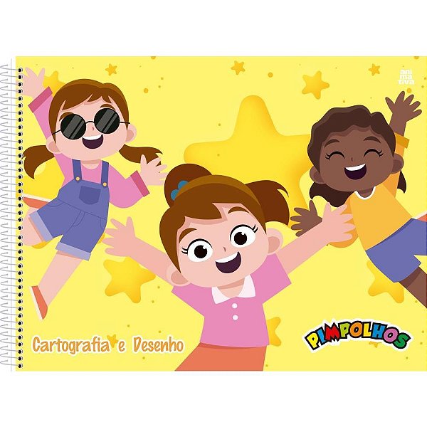Caderno de Desenho Capa Dura Pimpolhos Feminino 60 Folhas Pacote com 05