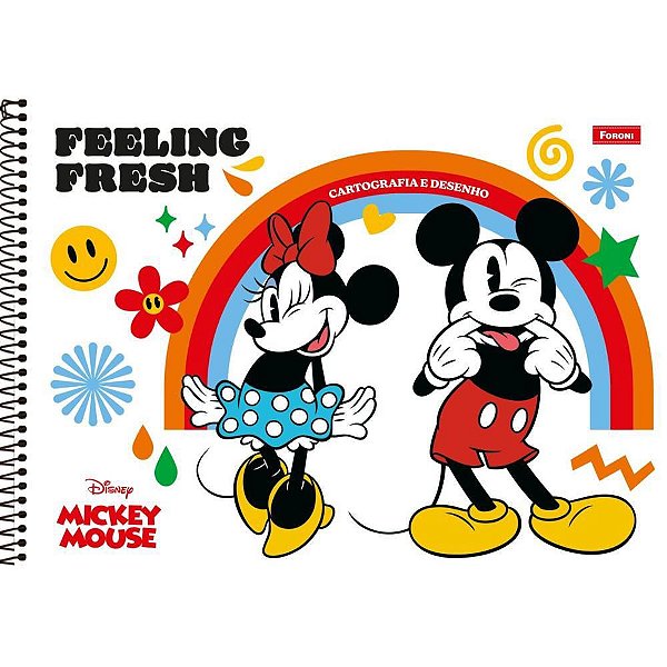 Caderno de Desenho Universitário Capa Dura Mickey Vintage 80 Folhas - Pacote com 5