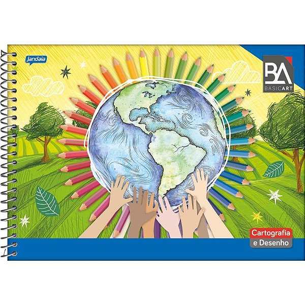 Caderno de Desenho Universitário Capa Dura Basic ART 96 Folhas – Pacote com 5 Unidades