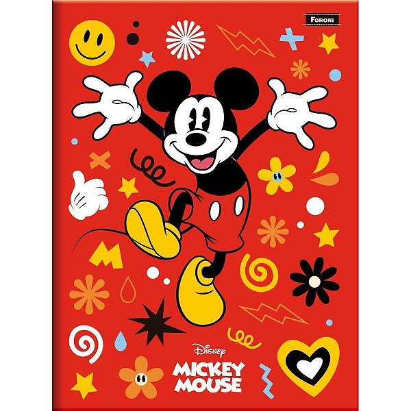 Caderno Brochurão Capa Dura Mickey Vintage 80 Folhas Pacote com 5
