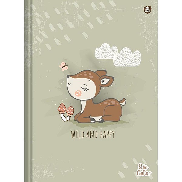 Caderno Brochura 1/4 Capa Dura SO Cute 80 Folhas Pacote com 5