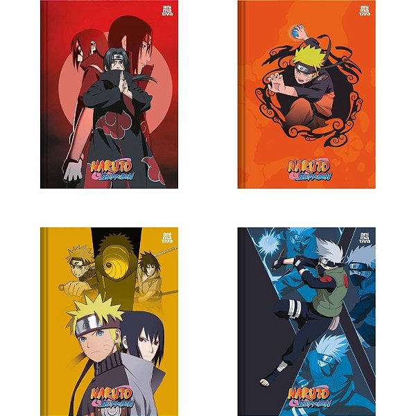 Caderno Brochura 1/4 Capa Dura Naruto 80 Folhas Pacote com 5 - 1