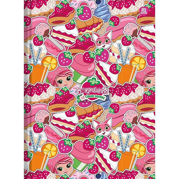 Caderno Brochura 1/4 Capa Dura Moranguinho 80 Folhas - Pacote com 05 Unidades