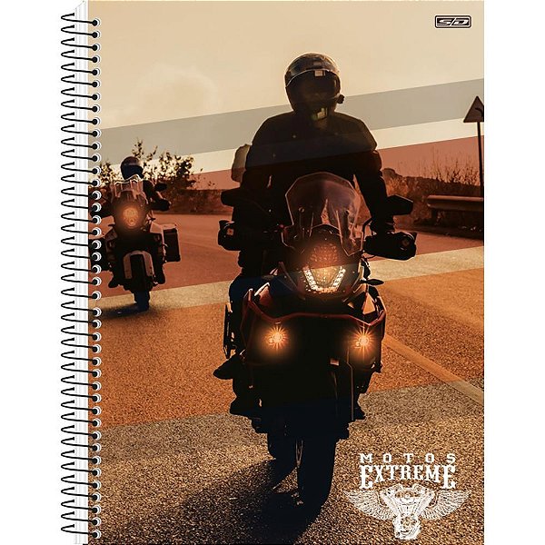 Caderno Universitário 15X1 Capa Dura Motos EXTREME 240 Folhas - Pacote com 2 Unidades