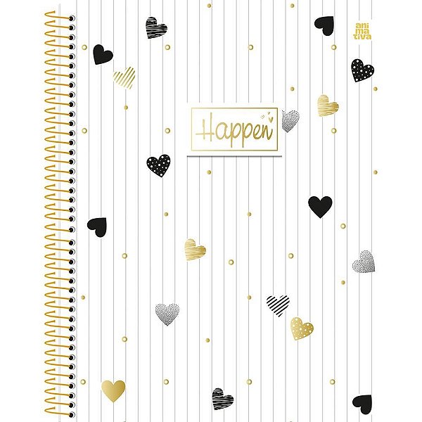 Caderno 10X1 Capa Dura Colegial Happen Glitter 160 Folhas Pacote com 04