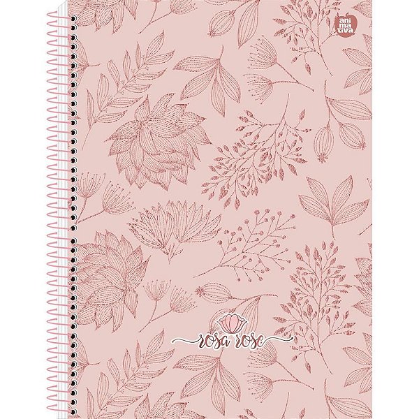 Caderno 10X1 Capa Dura Rosa Rose 160 Folhas Pacote com  04