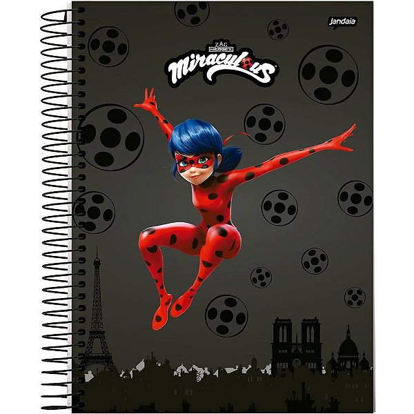 Caderno 10X1 Capa Dura Miraculous 160 Folhas - Pacote com 4 Unidades