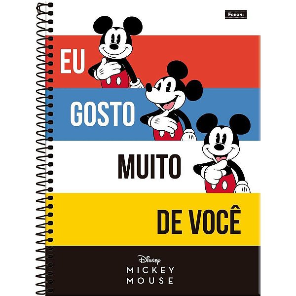 Caderno 10X1 Capa Dura Mickey Libras 160 Folhas Pacote com 04 Unidades