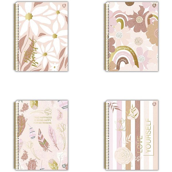 Caderno 01X1 Capa Dura Mulher 80 Folhas - Pacote com 4