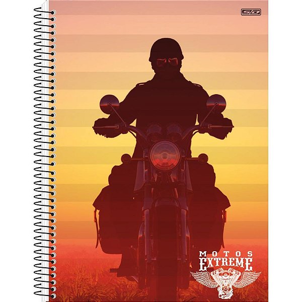 Caderno Universitário 01X1 Capa Dura Motos EXTREME 80 Folhas - Pacote com 4