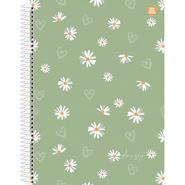 Caderno 01X1 Capa Dura Daisy 80 Folhas - Pacote com 04