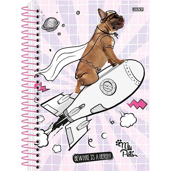 Caderneta Espiral Capa Dura MY PETS - 80 Folhas - Pacote com 10 Unidades