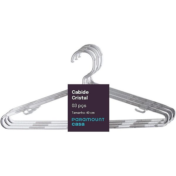 Conjunto de Cabides Cristal 40CM com 3 Unidades