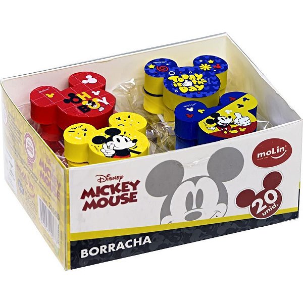 Borracha Decorada Mickey 4 Modelos Caixa com 20 - Molin