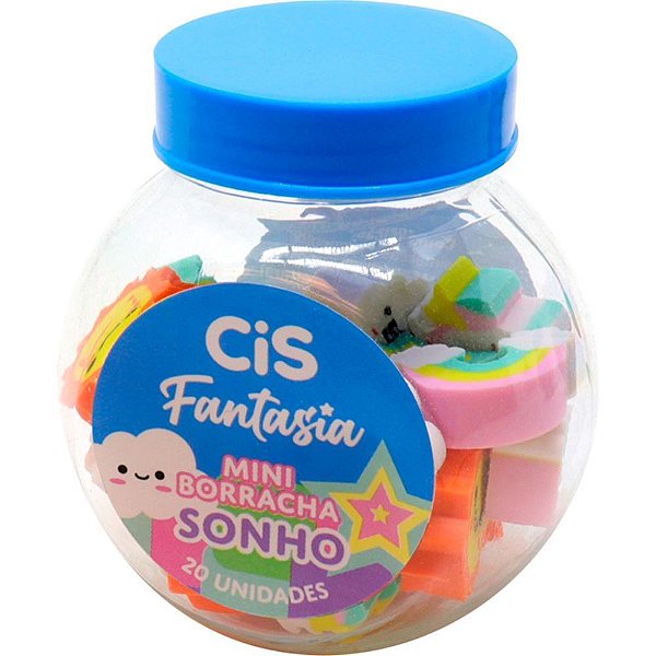 Borracha Decorada CIS Fantasia Mini Sonho Sortido - Macia e Divertida - Pote com 20