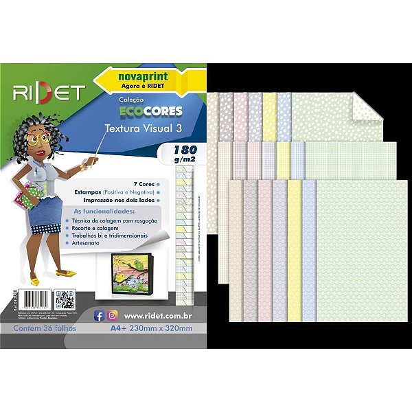Bloco Educação Artística Textura 3 Decorações 180G 36 Folhas 23X32CM