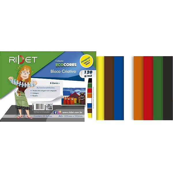 Bloco Educação Artística Colors 8 Cores 32 Folhas - 23,5X32,5 CM