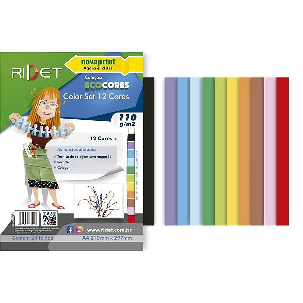 Bloco Educação Artística Color SET A4 12 Cores 110G/M² 24 Folhas