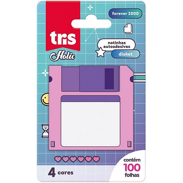 Bloco de Recado Autoadesivo 70X70MM TRIS Holic Disket 100 Folhas