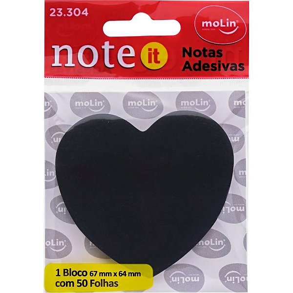 Bloco de Recado Autoadesivo 67MMX64MM Coração BLACK 50F