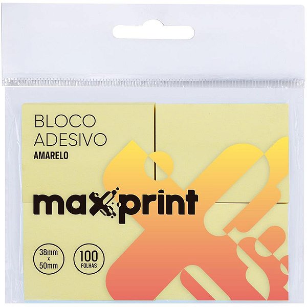 Bloco de Recado Autoadesivo 38X50MM Amarelo - 4 Blocos com 100 Folhas