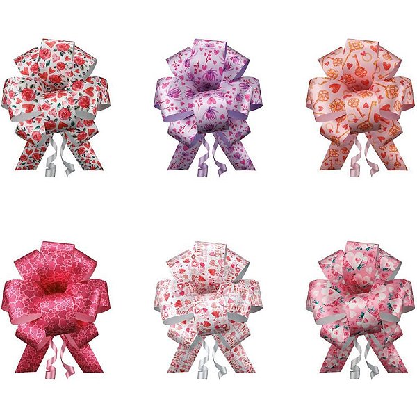 Laço Pronto Decorado 30MM X 84CM Amore Sortido – Pacote com 100 Unidades