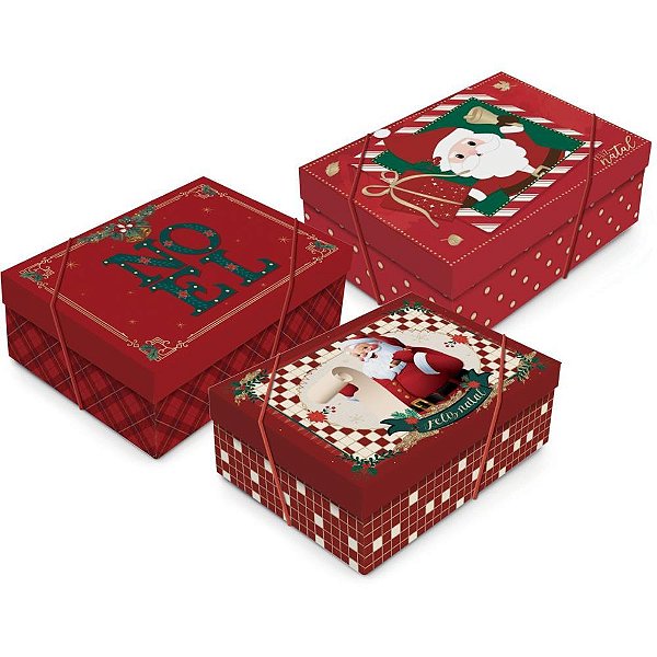 Caixa de Natal Retangular 19,5X14,5X6,5CM PCT C/10