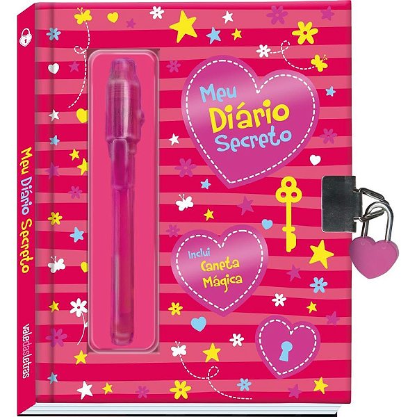 Diário Meu Diário Secreto Rosa com Caneta Mágica e Cadeado