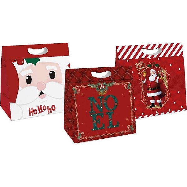 Sacola para Presente Natal NEW PLUS G 28,5X10X38,5CM C/10