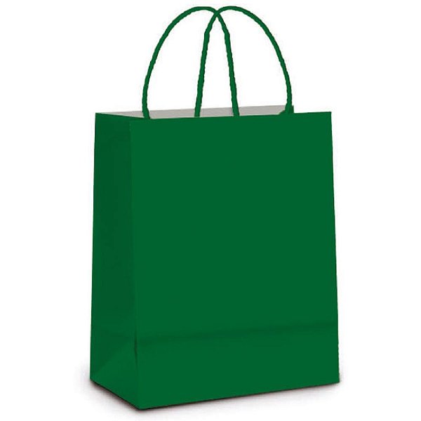 Sacola para Presente Verde P 21,5X15X8CM - Pacote com 10