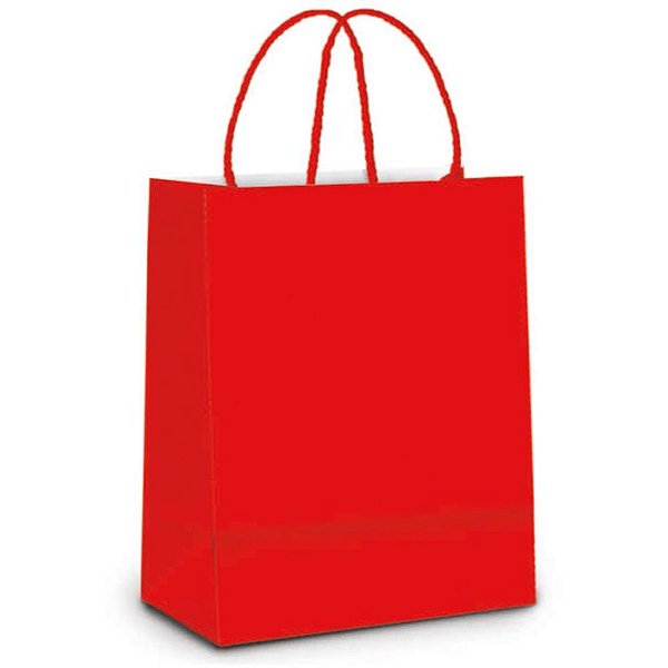 Sacola para Presente Vermelha M 26X19,5X9,5 CM - Pacote com 10 Unidades