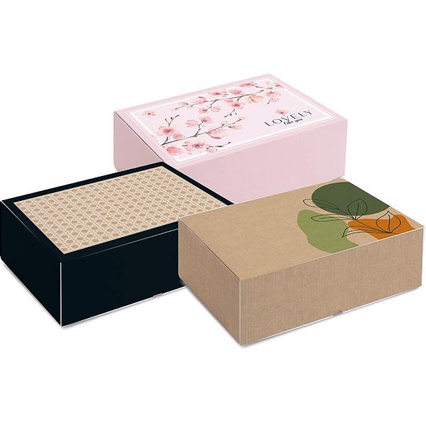 Caixa para Presente RET Realce 20X14X7CM Sortido  PCT.C/10