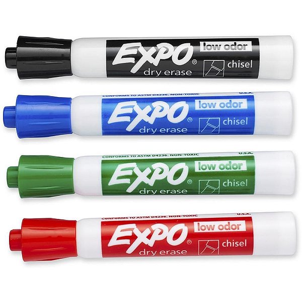 Pincel Quadro Branco EXPO TANK - Conjunto com 4 Cores